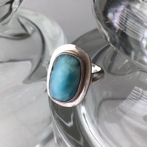 Sterling and larimar(?) ring